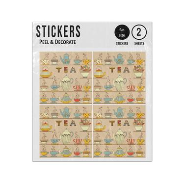 Picture of Cups And Teapots On Shelves Vintage Pattern Sticker Sheets Twin Pack
