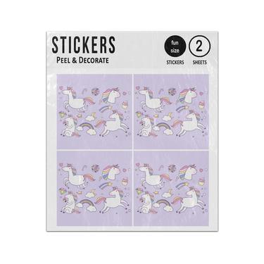 Picture of Cute Baby Unicorn Jumping Sticker Sheets Twin Pack