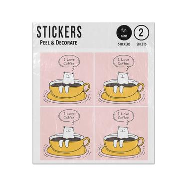 Picture of Cute Bear Cup I Love Coffee Sticker Sheets Twin Pack
