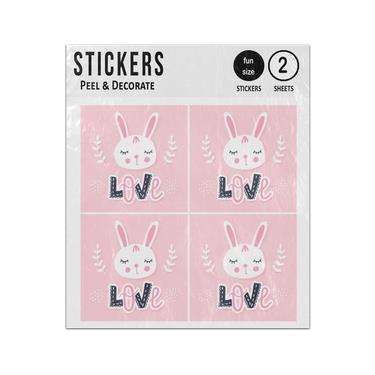 Picture of Cute Bunny Face Love Sticker Sheets Twin Pack