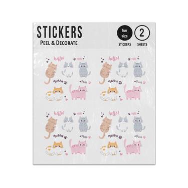Picture of Cute Cartoon Cats Hand Drawn Collection Sticker Sheets Twin Pack