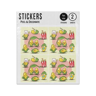 Picture of Cute Cartoon Corn Character Set Collection Sticker Sheets Twin Pack