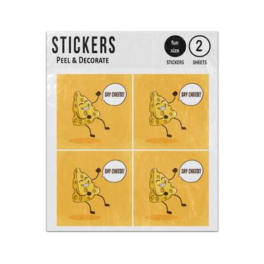 Picture of Cute Cheese Character With Funny Face Expression Say Cheese Sticker Sheets Twin Pack