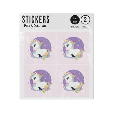 Picture of Cute Chibi Unicorn Rainbow Love Hearts Sticker Sheets Twin Pack