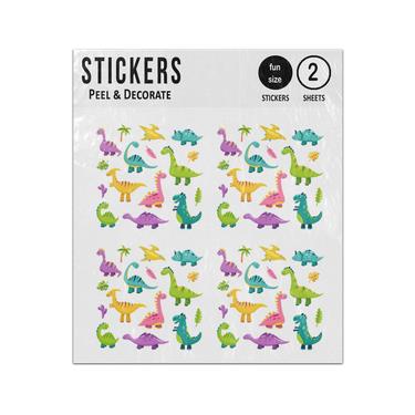 Picture of Cute Dino Cartoon Baby Dinosaur Characters Sticker Sheets Twin Pack
