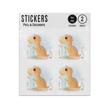 Picture of Cute Dinosaur Playing With Butterflies Sticker Sheets Twin Pack