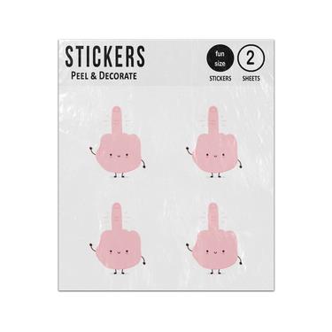 Picture of Cute Funny Middle Finger Cartoon Character Sticker Sheets Twin Pack