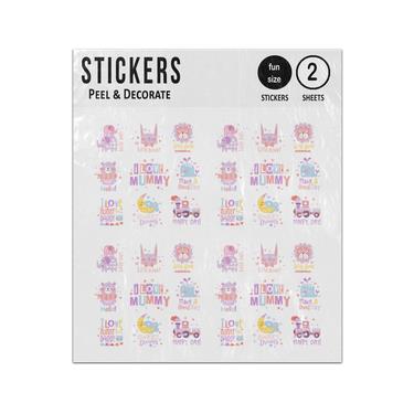Picture of Cute Girly Messages Love Mummy Daddy Sticker Sheets Twin Pack