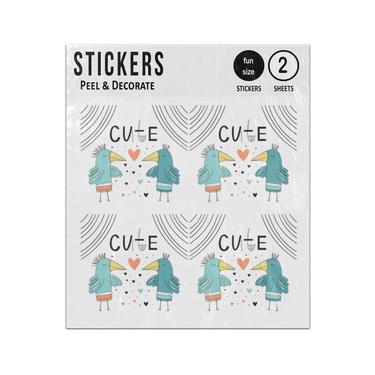 Picture of Cute Love Birds Illustration Sticker Sheets Twin Pack