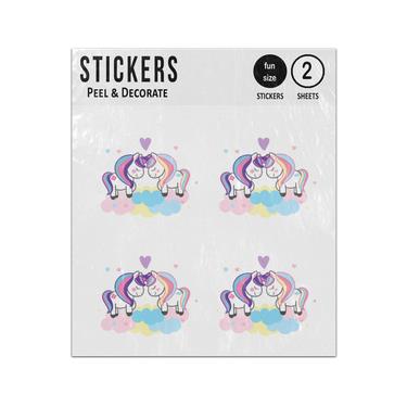 Picture of Cute Unicorns Love Hearts Sticker Sheets Twin Pack