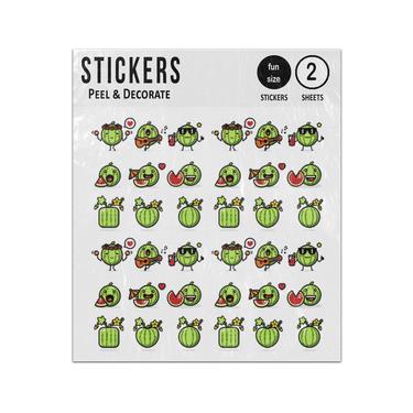 Picture of Cute Watermelon Cartoon Character Set Sticker Sheets Twin Pack