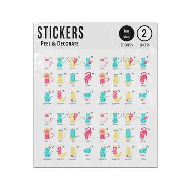Picture of Cute Zodiac Cat Signs Illustration Sticker Sheets Twin Pack