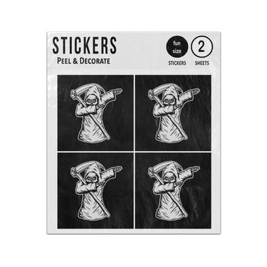 Picture of Dabbing Death Skull Illustration Sticker Sheets Twin Pack