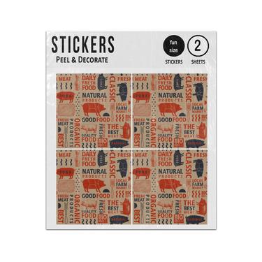 Picture of Daily Fresh Food Organic Products Butcher Set Sticker Sheets Twin Pack