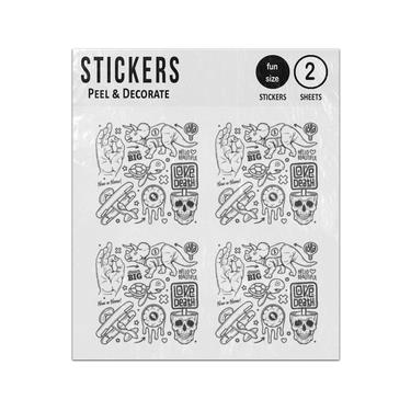 Picture of Dino Love Death Skull Eye Now Or Never Line Drawings Sticker Sheets Twin Pack