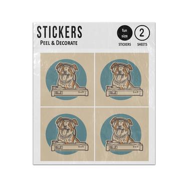 Picture of Dj Dog Wearning Headphones Vinyl Record Vintage Sticker Sheets Twin Pack
