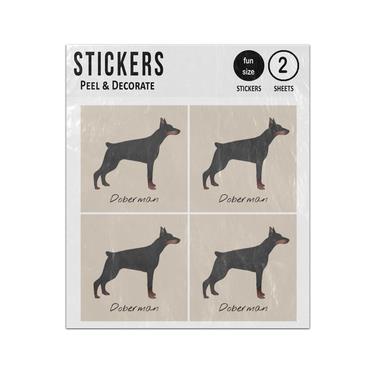 Picture of Doberman Dog Hand Drawn Illustration Sticker Sheets Twin Pack