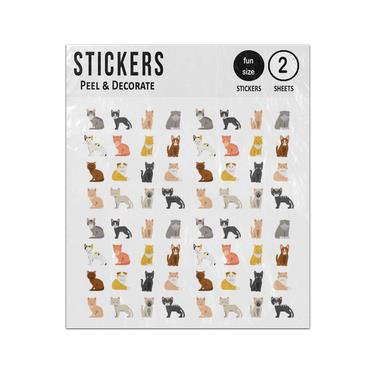 Picture of Domestic Cats Tabby Black White Ginger Cats Sticker Sheets Twin Pack