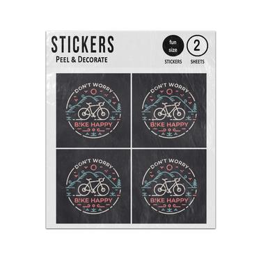Picture of Do Not Worry Bike Happy Cycling Line Drawing Sticker Sheets Twin Pack