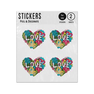 Picture of Doodle Floral Heart With Love Lettering Sticker Sheets Twin Pack