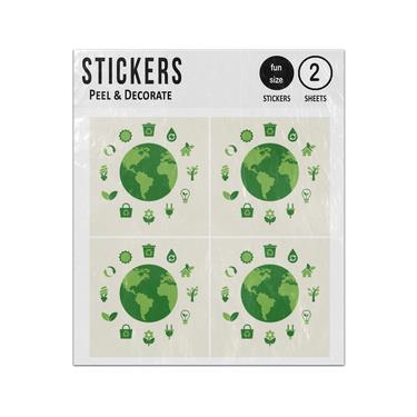 Picture of Eco Earth Green Save The Planet Recycle Save Energy Symbols Sticker Sheets Twin Pack