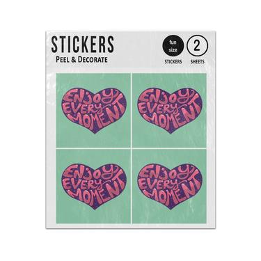 Picture of Enjoy Every Moment Lettering Inside Heart Sticker Sheets Twin Pack