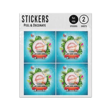Picture of Enjoy Summer Retro Campervan Tropical Plants Sticker Sheets Twin Pack
