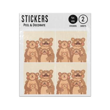 Picture of Family Brown Bears Dad Mum Children Hugs Sticker Sheets Twin Pack