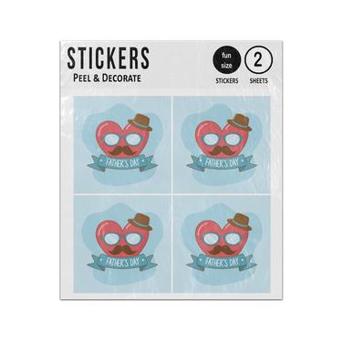 Picture of Fathers Day Big Red Heart With Moustache Glasses Hat Sticker Sheets Twin Pack