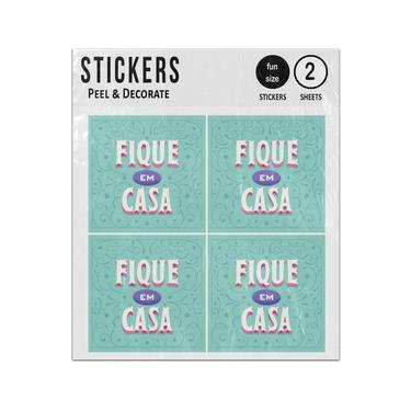 Picture of Fique Em Casa Portugese Stay At Home Lettering Sticker Sheets Twin Pack
