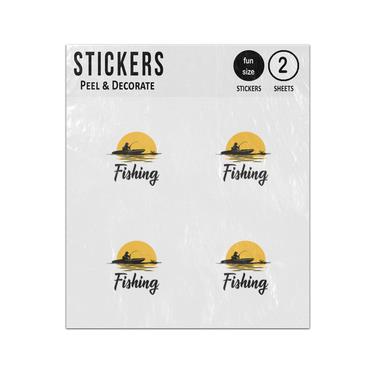 Picture of Fishing Fisherman On Boath Silhouette Sticker Sheets Twin Pack