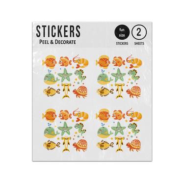 Picture of Fish Shark Abstract Ocean Creatures Sticker Sheets Twin Pack