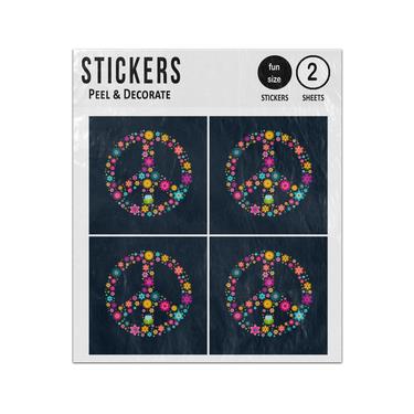 Picture of Floral Peace Sign Made From Flowers Sticker Sheets Twin Pack