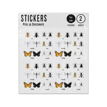 Picture of Flying Insects Fly Dragon Wasp Butterfly Mosquito Set Sticker Sheets Twin Pack