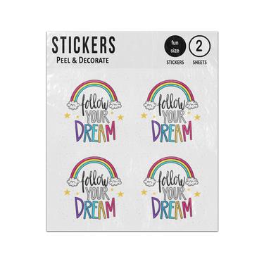 Picture of Follow Your Dream Quote With Rainbow And Clouds Sticker Sheets Twin Pack
