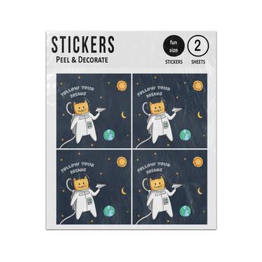 Picture of Follow Your Dreams Cat Astronaut Outer Space Sticker Sheets Twin Pack