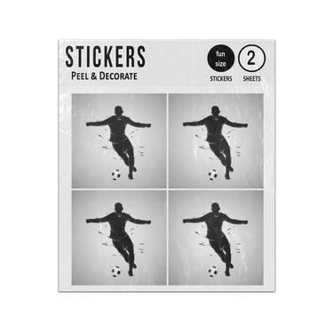 Picture of Football Player Soccer Ball Dribbling Silhouette Sticker Sheets Twin Pack