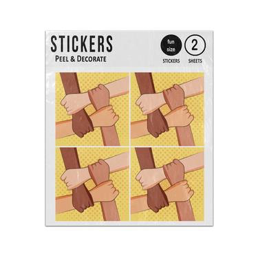 Picture of Four Hands Ethnicity Holding Each Other Grip Sticker Sheets Twin Pack