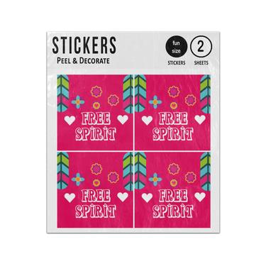 Picture of Free Spirit Hippie Feathers Flowers Hearts Retro Sticker Sheets Twin Pack