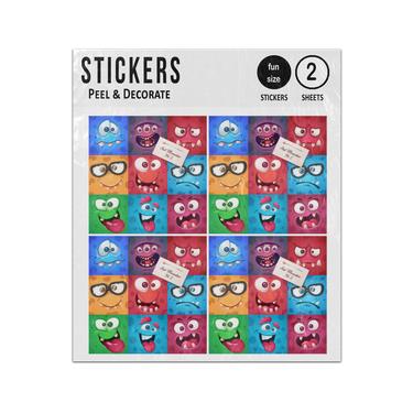 Picture of Funny Cute Monster Character Sticker Sheets Twin Pack