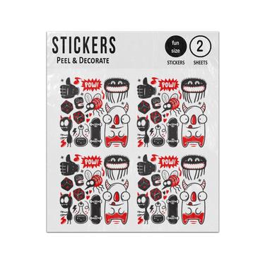 Picture of Funny Doodles With Monsters Set (1) Sticker Sheets Twin Pack