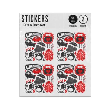 Picture of Funny Doodles With Monsters Set (2) Sticker Sheets Twin Pack