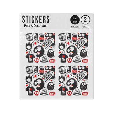 Picture of Funny Doodles With Monsters Set (3) Sticker Sheets Twin Pack