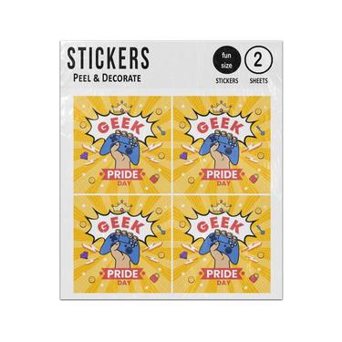 Picture of Geek Gamer Holding Contoller Pride Day Sticker Sheets Twin Pack