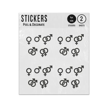Picture of Gender Symbols Intertwined Signs Queer Straight Couple Relationship Set Sticker Sheets Twin Pack