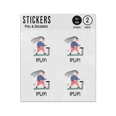 Picture of Girl Running Treadmill Get Fit Doodle Sticker Sheets Twin Pack