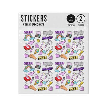 Picture of Girls Magic Star Rainbows Quotes Comic Doodles Set Sticker Sheets Twin Pack