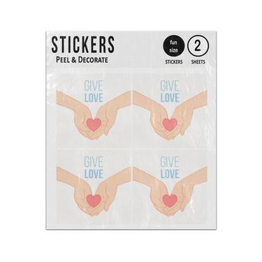 Picture of Give Love Hands Holding Red Heart Sticker Sheets Twin Pack