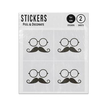 Picture of Glasses Mustache Hipster Illustration Sticker Sheets Twin Pack