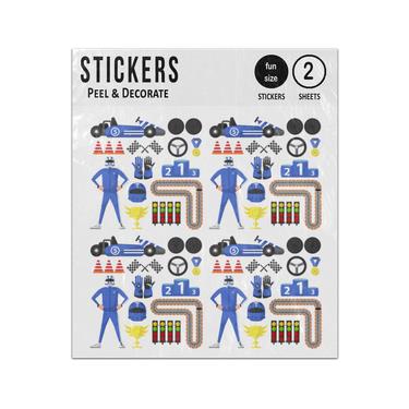 Picture of Go Kart Drivert Carting Rally Car Symbols Collection Sticker Sheets Twin Pack
